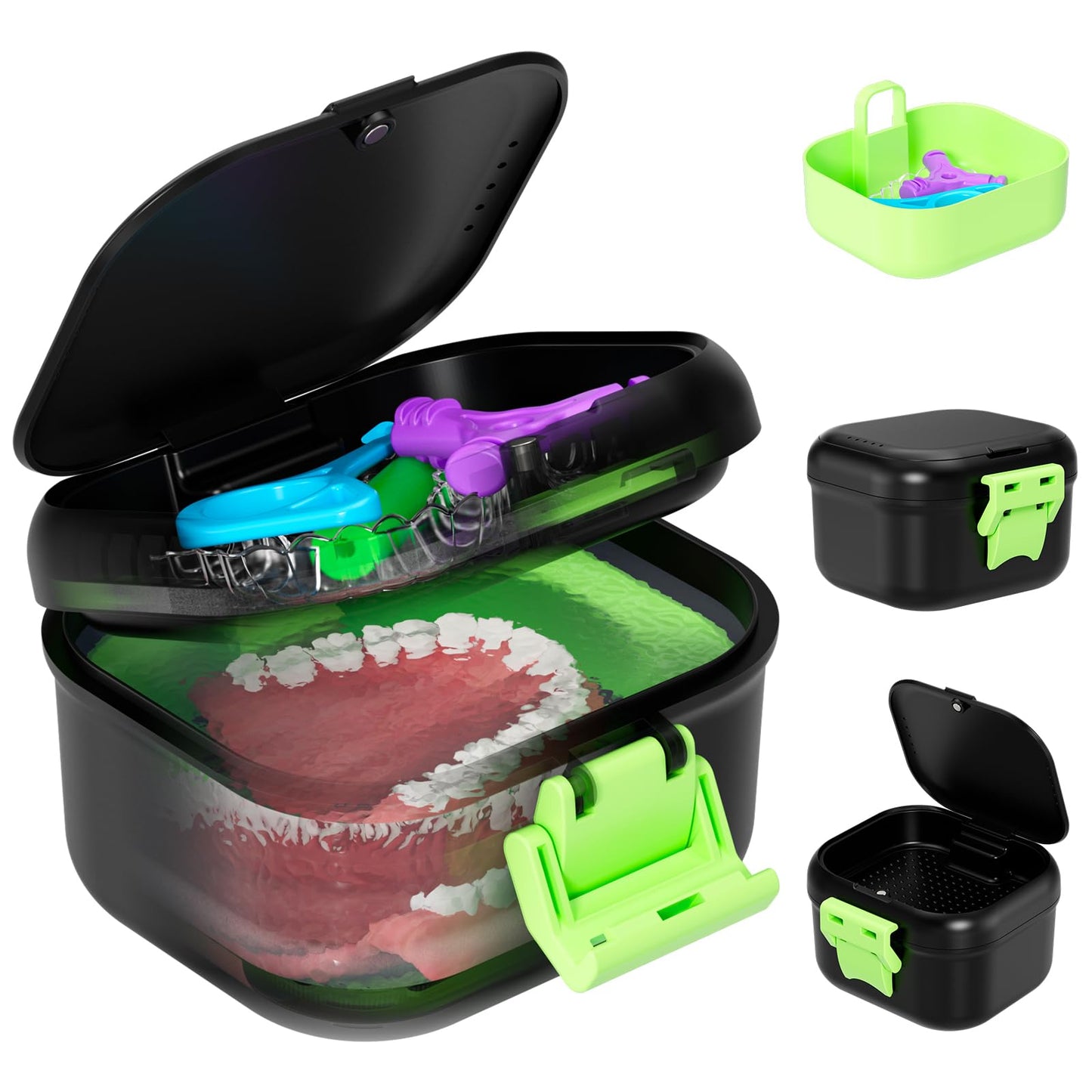 ANYLEY Leak-Proof Denture Case | Travel Bath Cup for Dentures & Retainers