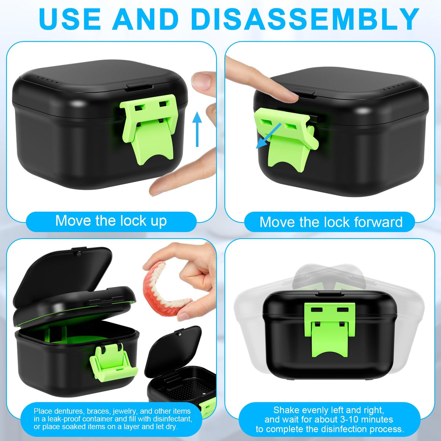 ANYLEY Leak-Proof Denture Case | Travel Bath Cup for Dentures & Retainers