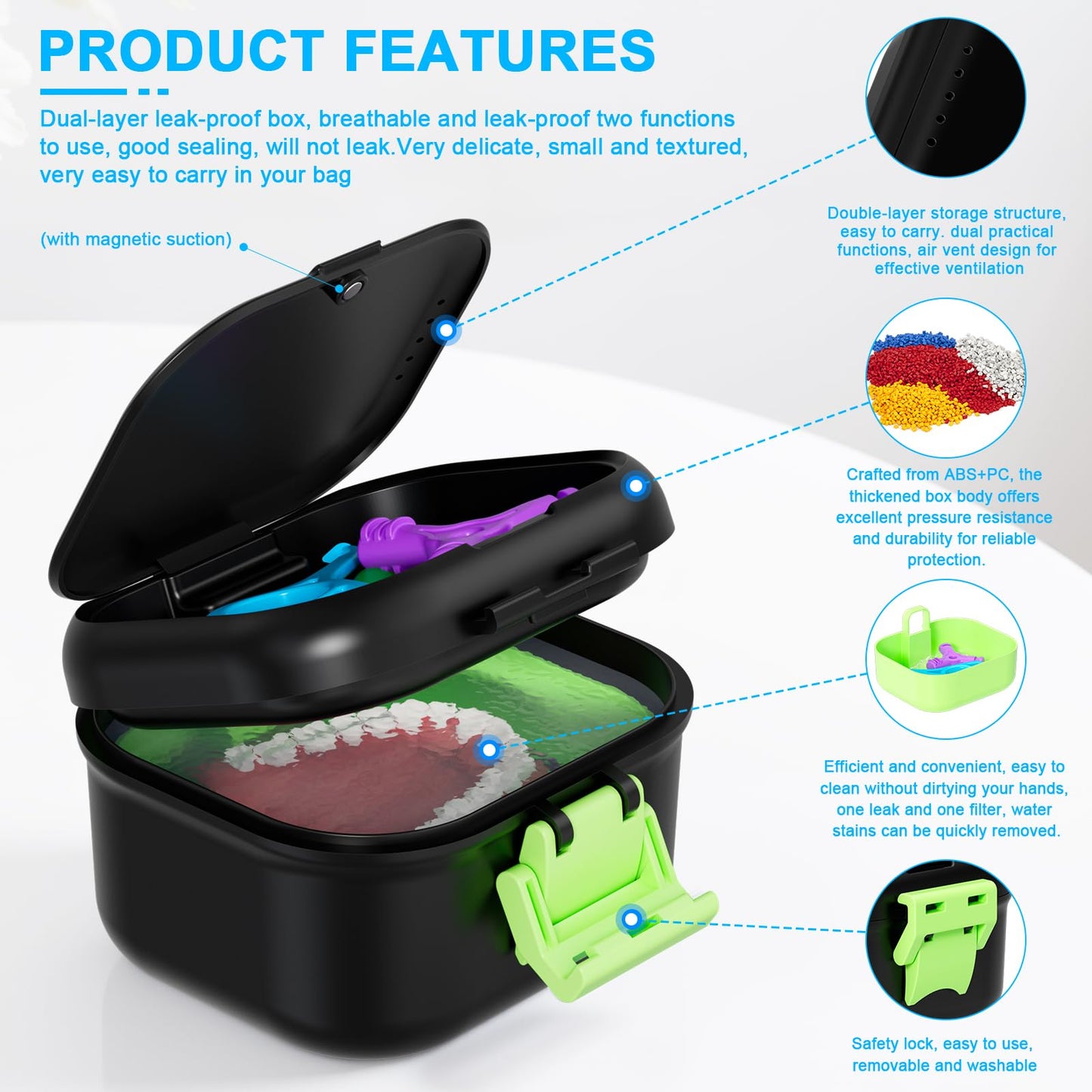 ANYLEY Leak-Proof Denture Case | Travel Bath Cup for Dentures & Retainers