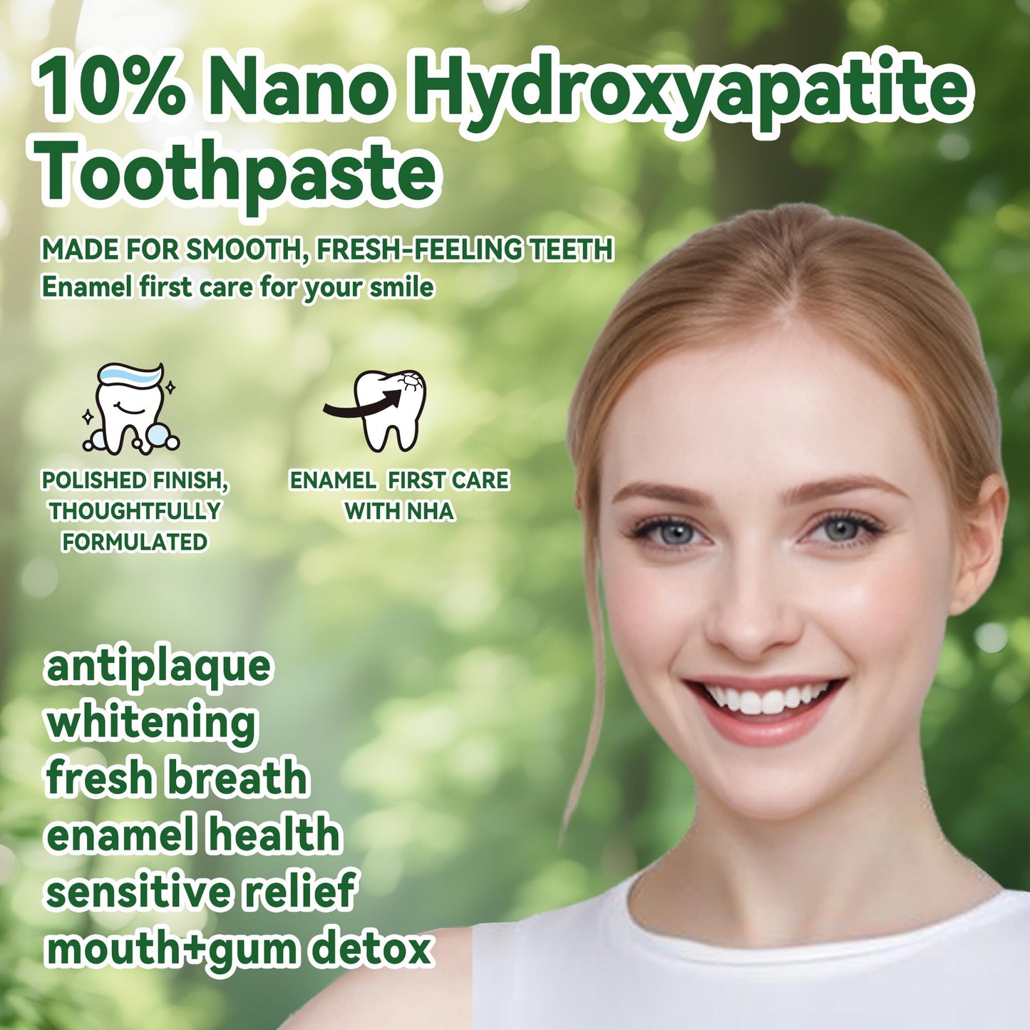 Anymoment 10% Nano Hydroxyapatite Toothpaste – Fluoride Free, Whitening, SLS Free, For Sensitive Teeth (4oz Pack of 2)