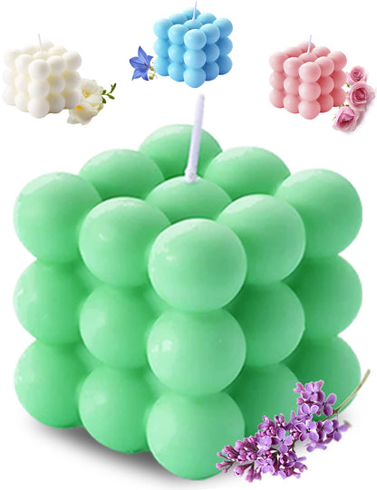 aokala Scented Bubble Cube Candles – Lavender Green 5.4 oz Soy Wax
