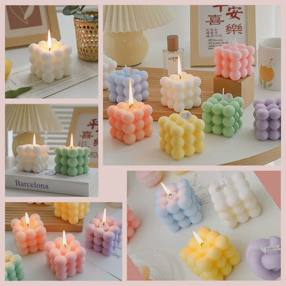 aokala Scented Bubble Cube Candles – Lavender Green 5.4 oz Soy Wax
