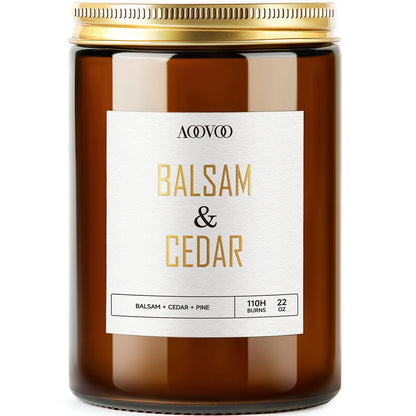AOOVOO Balsam Cedar Candle - 22oz Pine-Scented Soy Wax Aromatherapy Candle