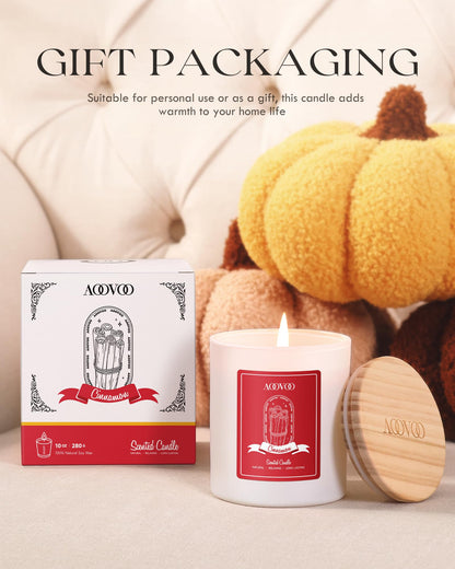 AOOVOO Cinnamon Scented Soy Candle with Crystals – 10oz for Women