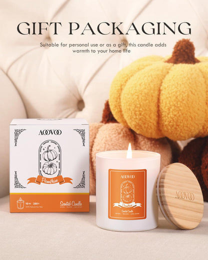 AOOVOO Pumpkin Scented Candles for Women | 10oz Soy Aromatherapy Candle with Crystals