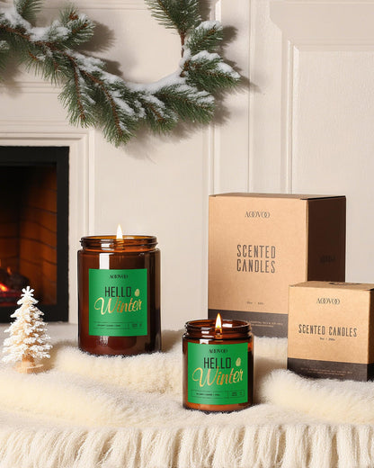 AOOVOO Hello Winter Candle - 22oz Pine Scented Soy Wax Aromatherapy