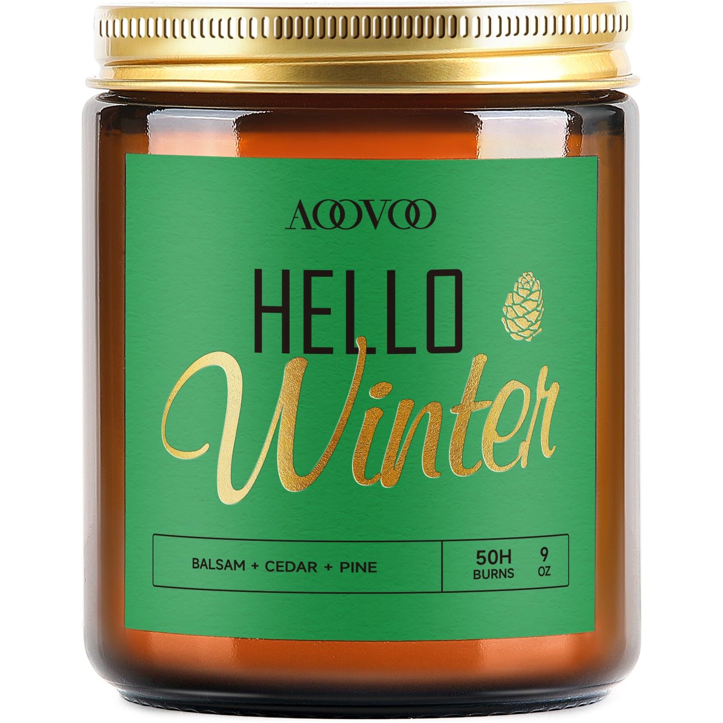 AOOVOO Hello Winter Candle - 9 oz Pine Scented Soy Wax Aromatherapy Candle