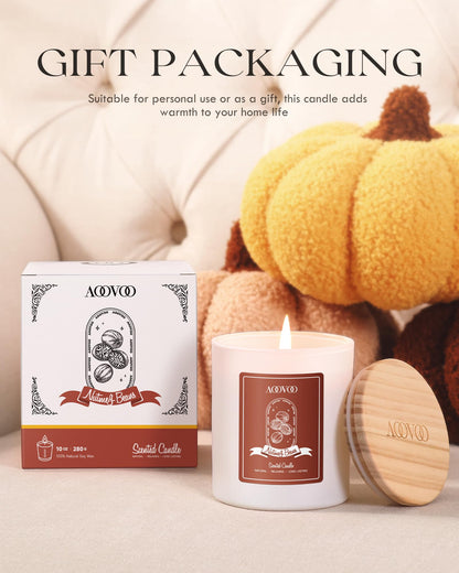 AOOVOO Nutmeg Beans Scented Candle – 10oz Soy Aromatherapy with Crystals Inside