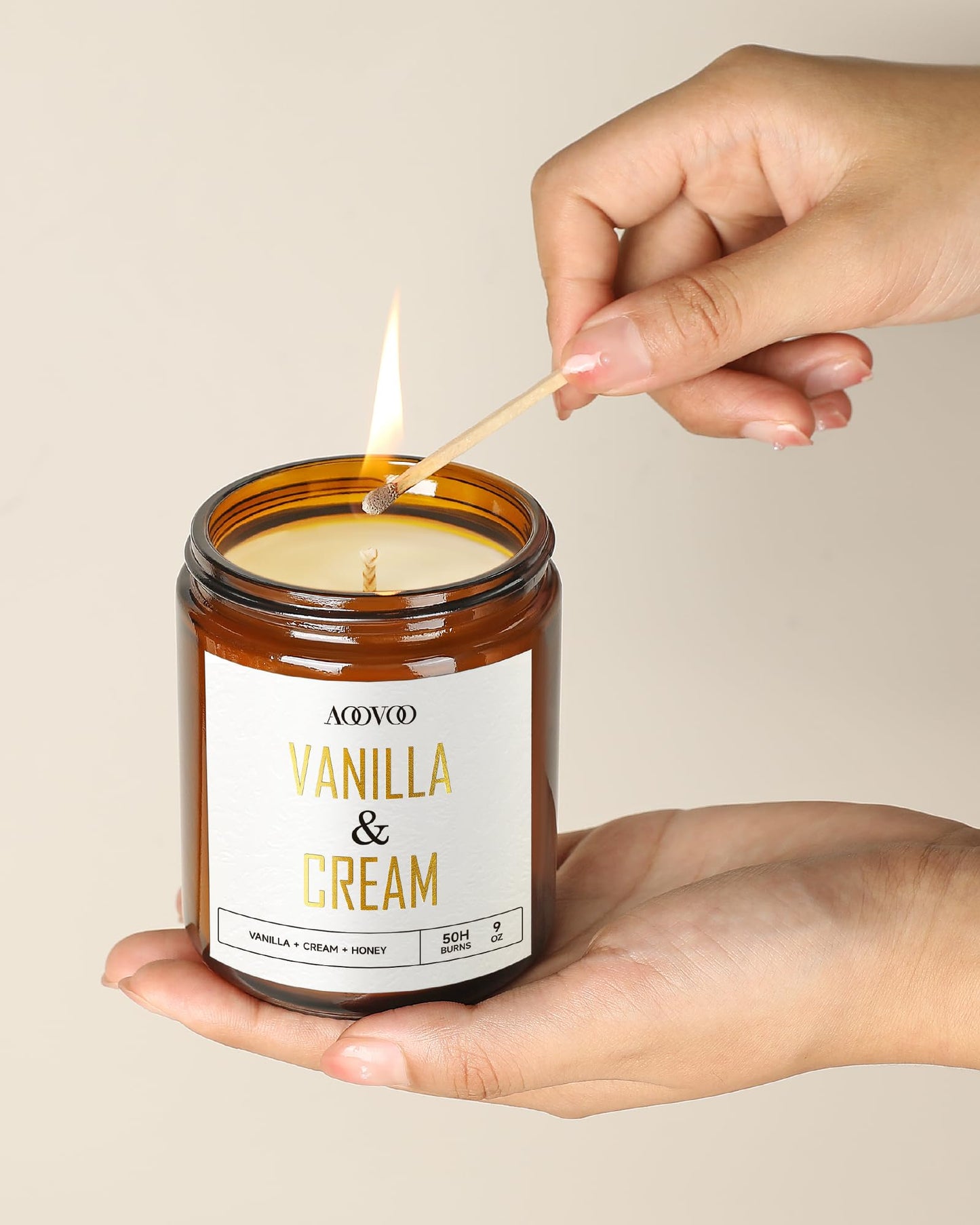 AOOVOO Vanilla Cream Candles - 9 oz Soy Scented Candle for Home