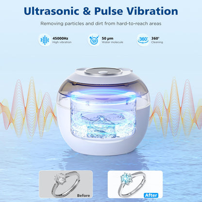 Aotuda 45kHz Ultrasonic Retainer Cleaner – 200ml, 4 Modes, Digital Timer, White