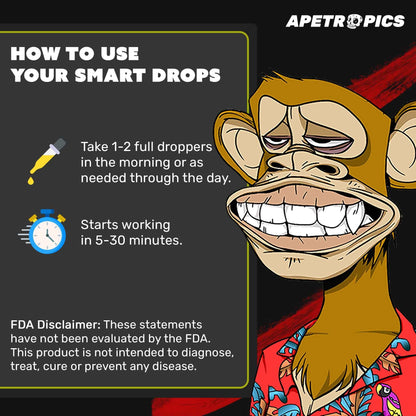 Apetropics Smart Drops - 5-in-1 Adaptogenic Mushroom Tincture for Focus (Lion's Mane, Cordyceps, Turkey Tail, Chaga, Reishi) Peach Watermelon - 30 Servings (3 Pack)