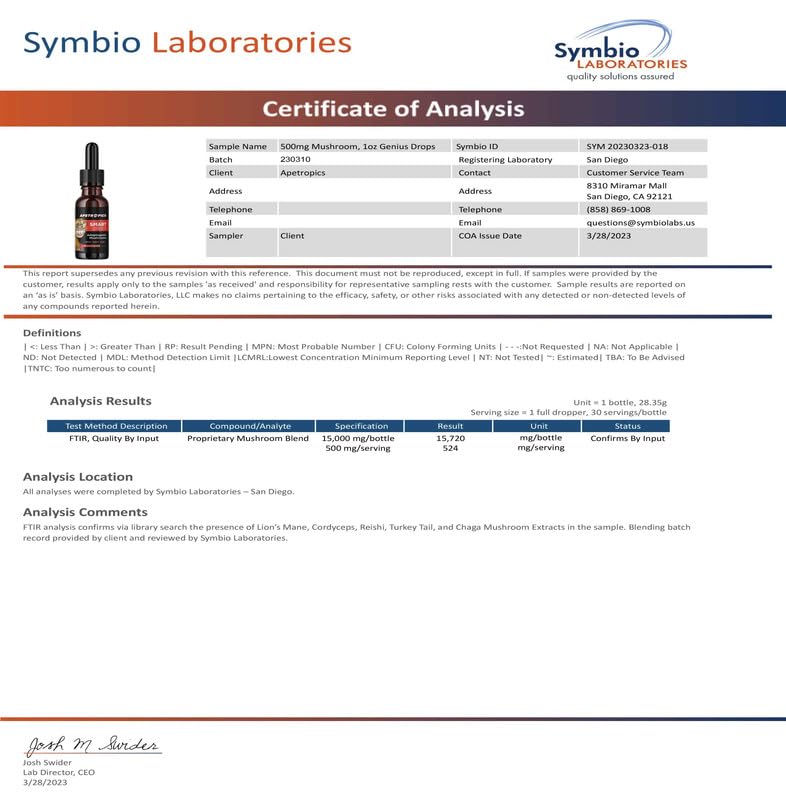 Apetropics Smart Drops: Adaptogenic Mushroom Tincture - Peach Watermelon, 30 Servings