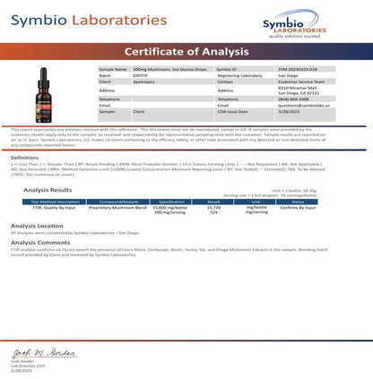 Apetropics Smart Drops: Adaptogenic Mushroom Tincture - Peach Watermelon, 30 Servings