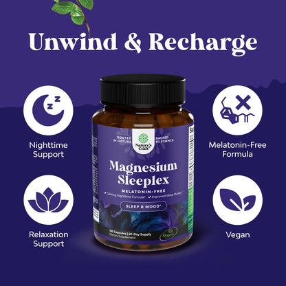 High Absorption Magnesium Sleep Supplement - Magtein L-Threonate + Apigenin Theanine for Rest (180 Ct)