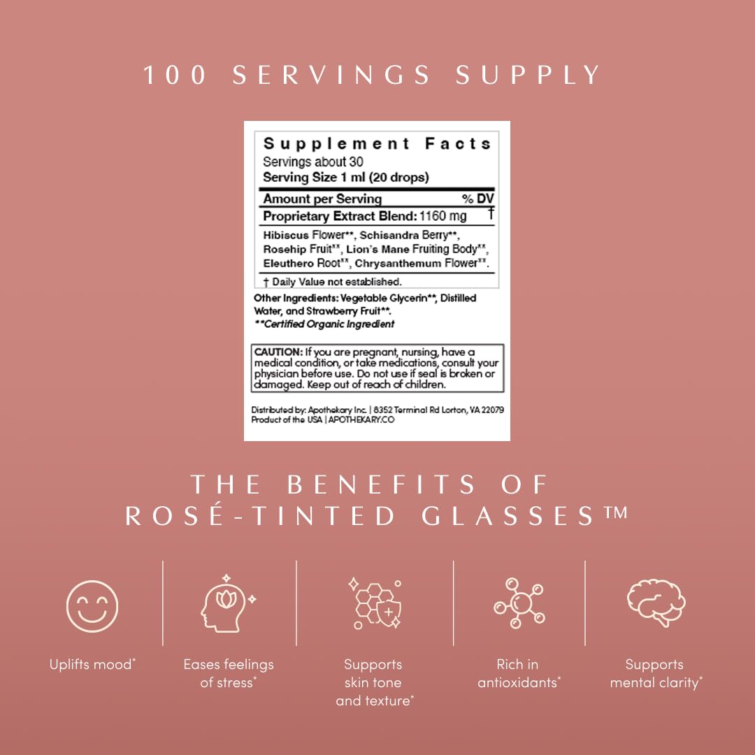 Apothékary Rosé-Tinted Glasses: Alcohol-Free Drops for Mood, Focus, and Glow