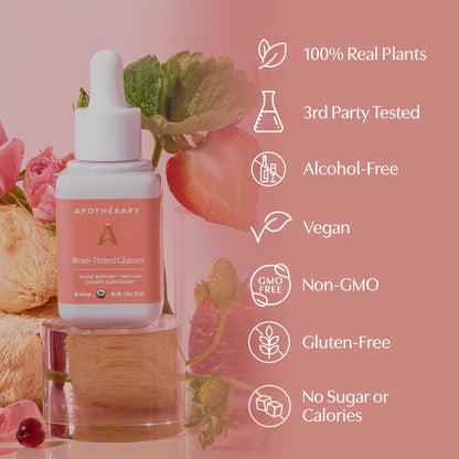 Apothékary Rosé-Tinted Glasses - Alcohol-Free Mood & Focus Drops, 30 Servings
