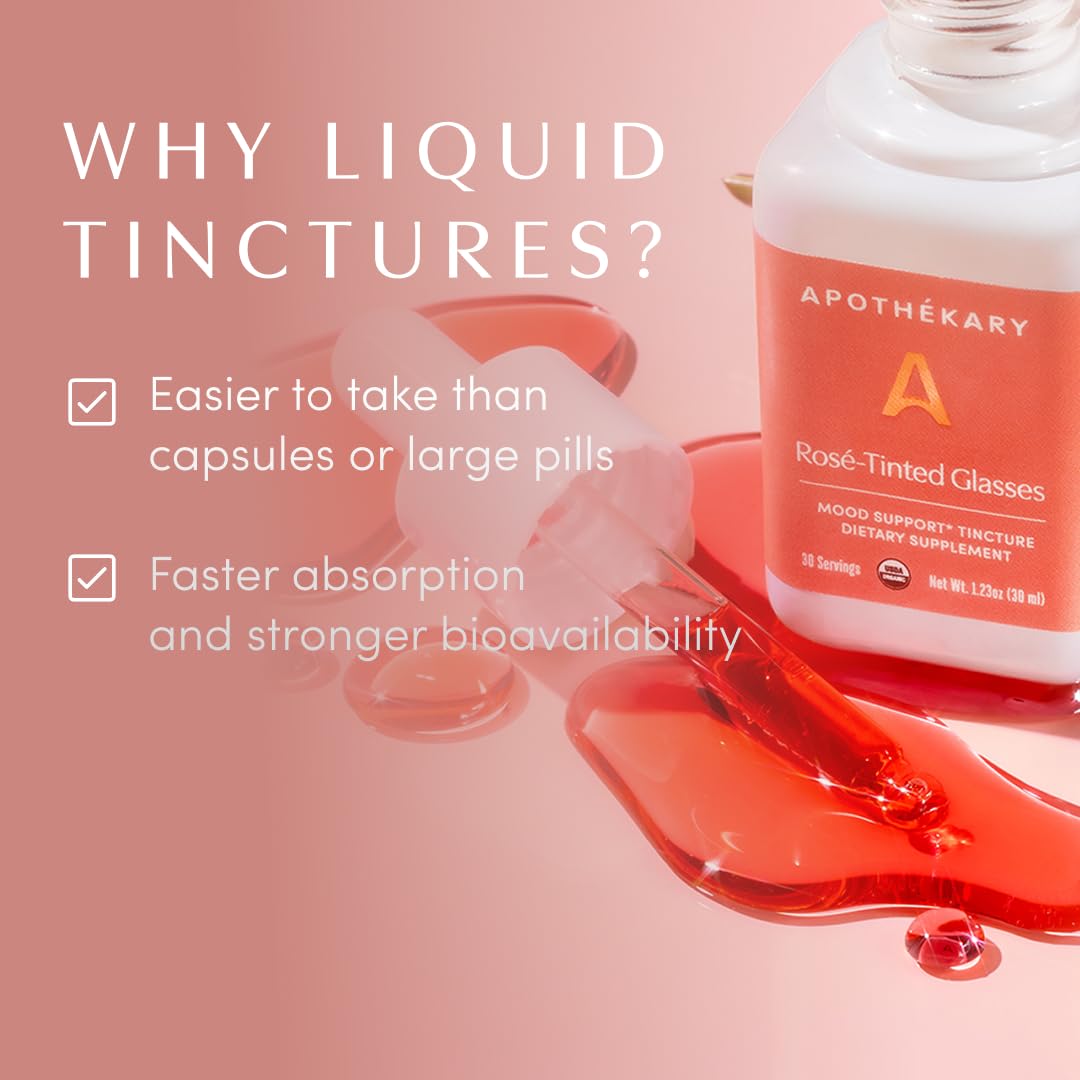 Apothékary Rosé-Tinted Glasses - Alcohol-Free Mood & Focus Drops, 30 Servings