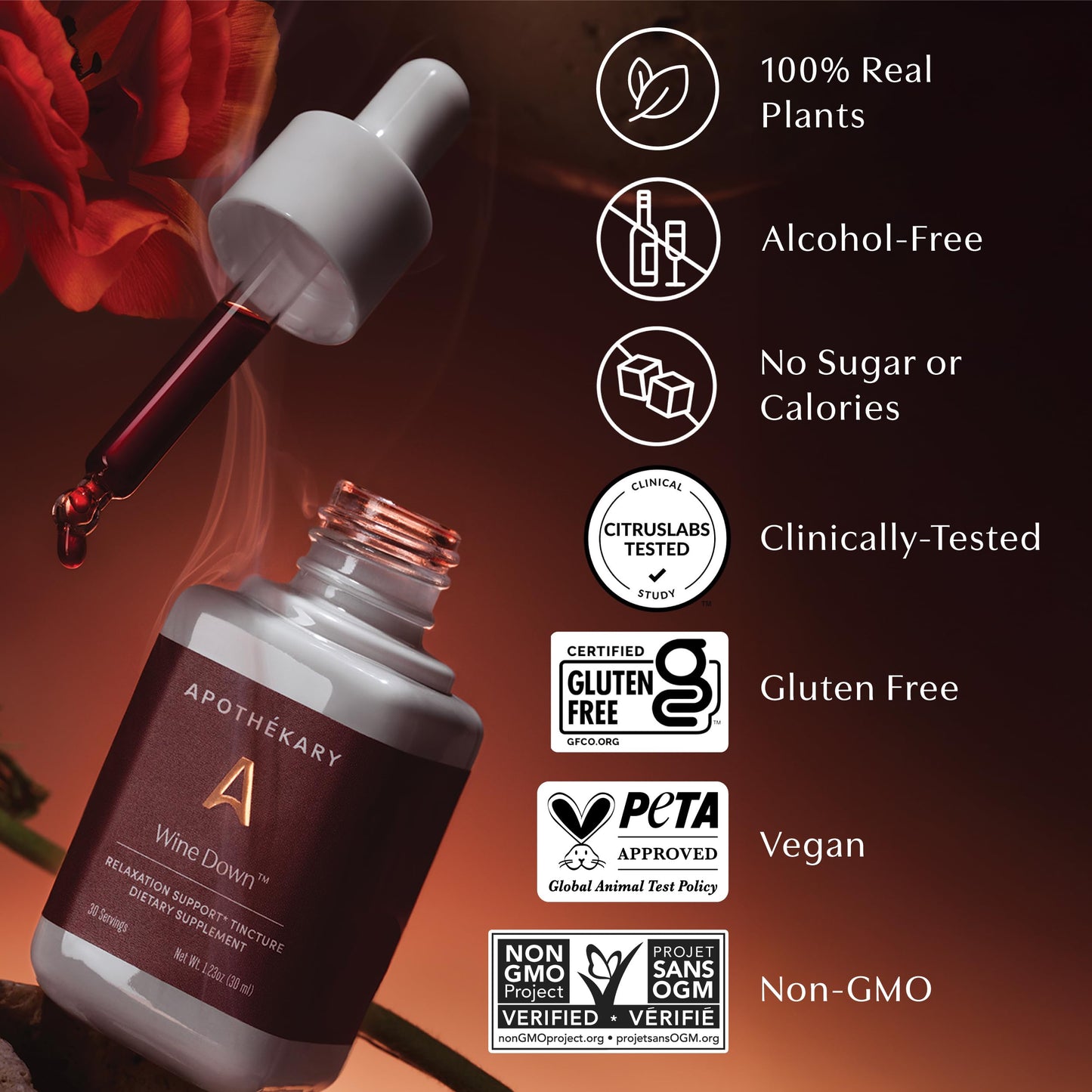 Apothékary Wine Down: Alcohol-Free Sleep Drops with Blue Vervain & Tart Cherry