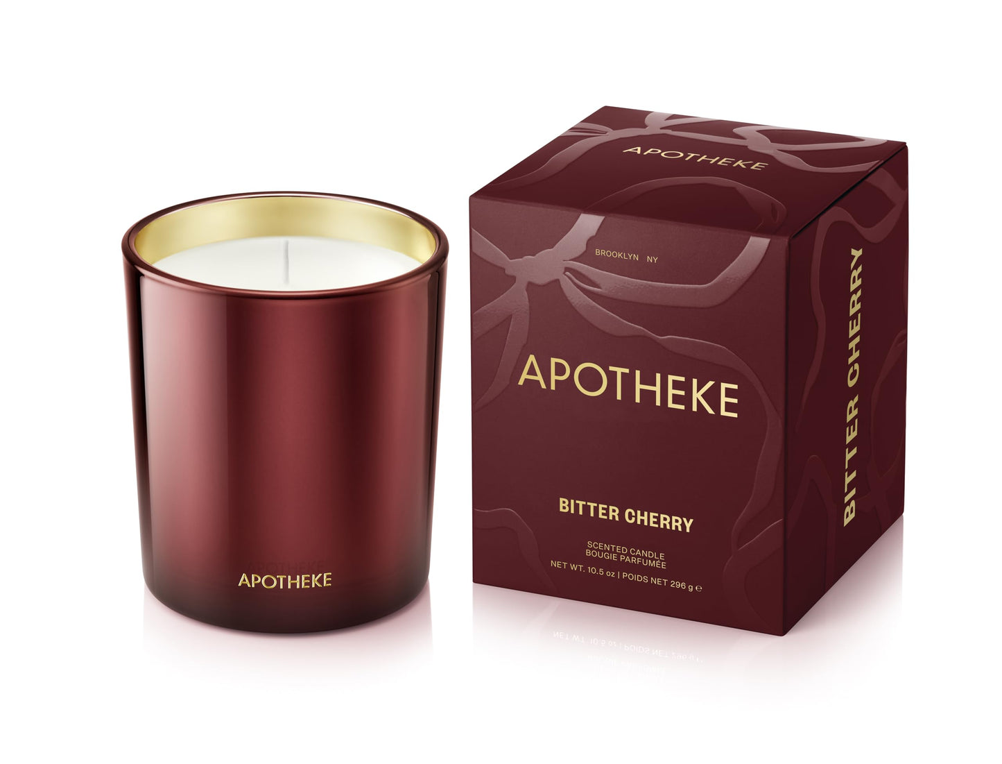 Apotheke Bitter Cherry Signature Scented Candle – 10.5 oz Soy Wax, Non-Toxic, Large Jar | Cardamom, Oud, Patchouli