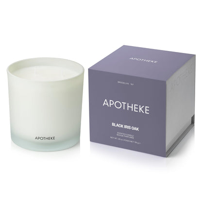 APOTHEKE 3-Wick Scented Candle – Black Iris Oak, 26 oz Soy Jar | Aromatherapy Gift