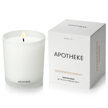 APOTHEKE Cedarwood Ginger 10.5 oz Soy Candle – Luxury Jar, Non-Toxic
