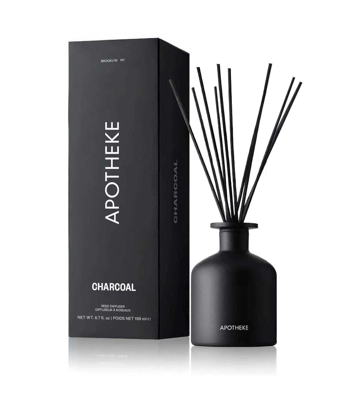 Apotheke Charcoal Reed Diffuser – Luxury Home Fragrance, 6.7 fl oz, 10 Reed Sticks