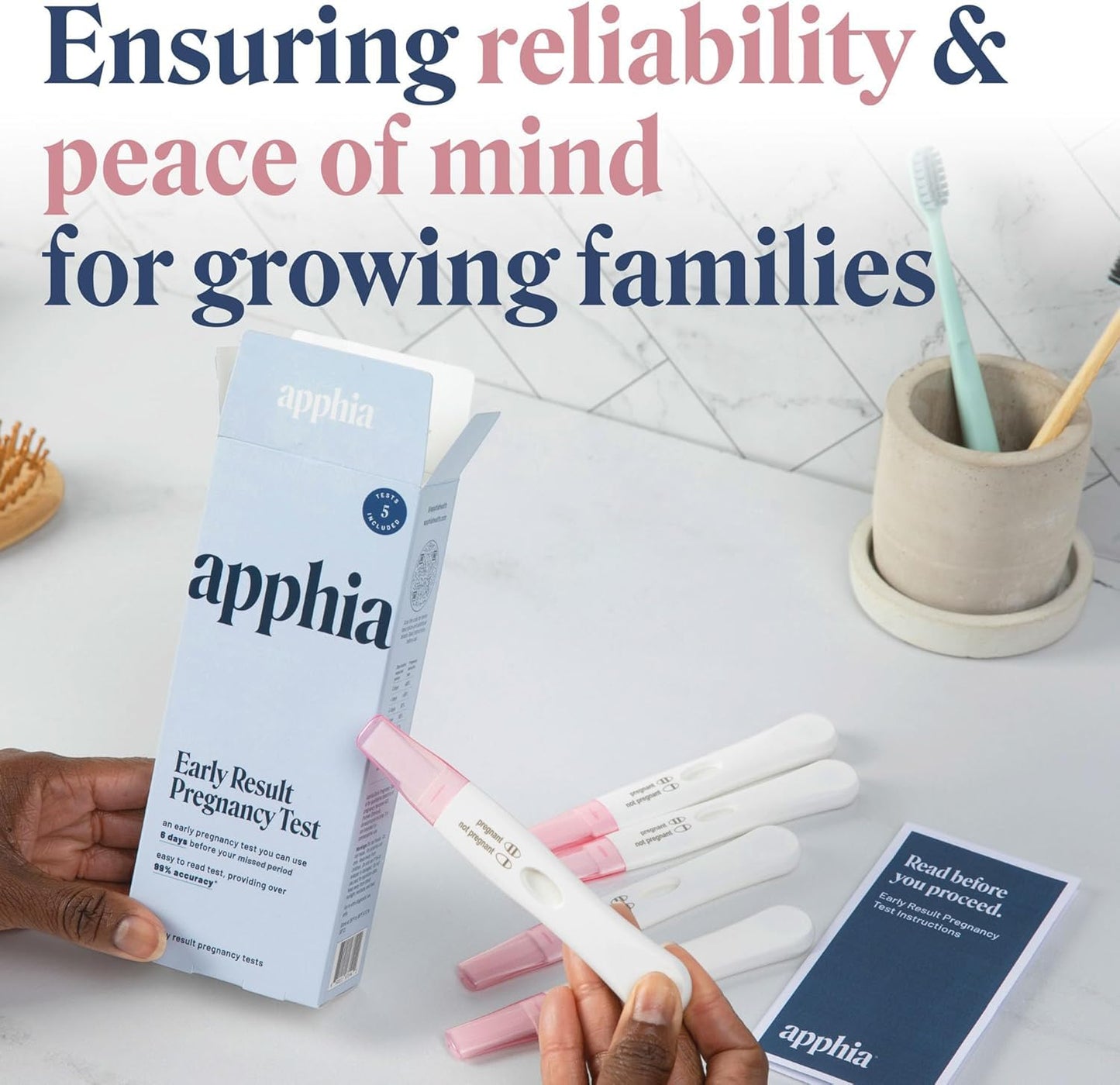 Apphia Early Detection Pregnancy Test - 6 Days Sooner | Midstream hCG Strips | Made in USA (Pack of 5)