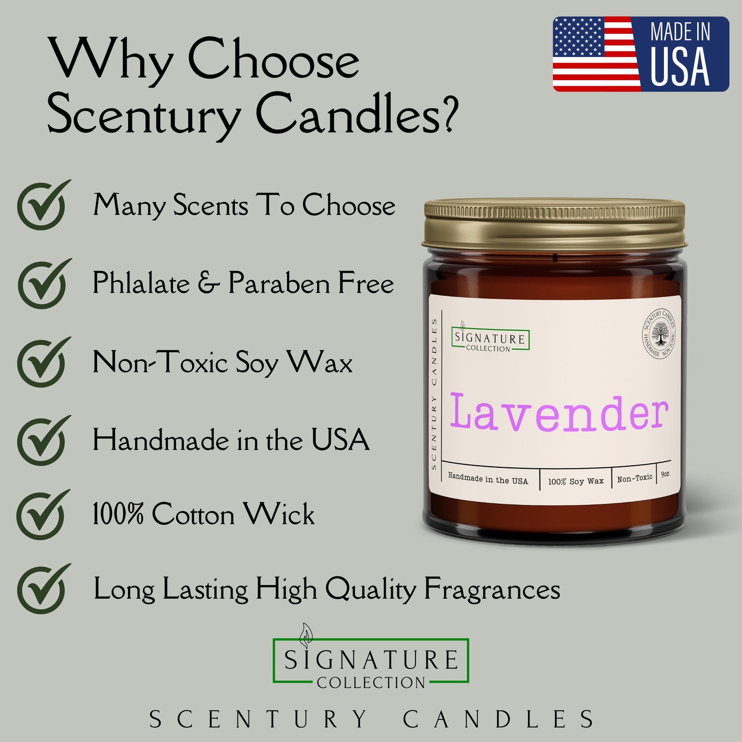 White Oak Vanilla Scented Candle | All Natural Soy Wax, Handmade in USA