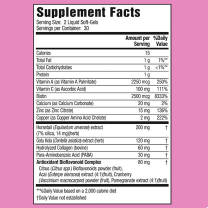 Applied Nutrition Longer Stronger Hair & Nails – 60 Liquid Soft-Gels per Bottle, Pack of 4, 120 Servings
