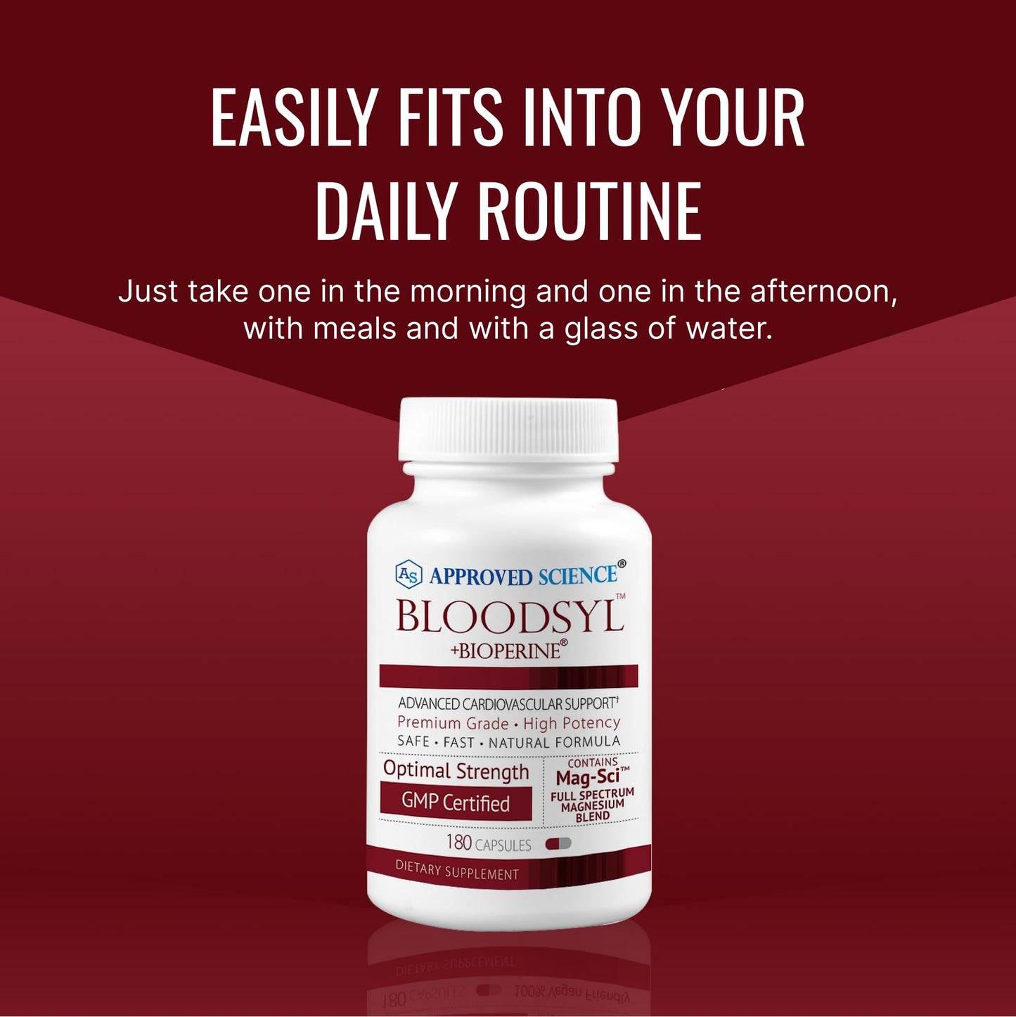 Approved Science Bloodsyl – Supports Blood Flow with Hawthorn Berry, Magnesium & BioPerine | Vegan, 180 Capsules