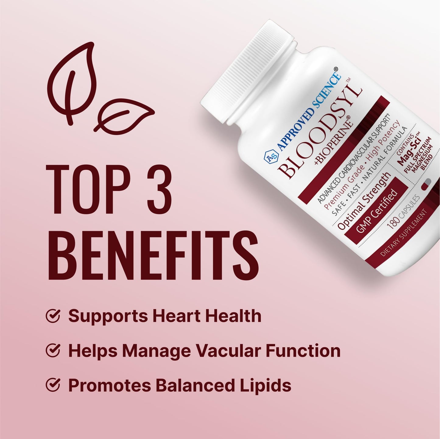 Approved Science Bloodsyl – Supports Blood Flow with Hawthorn Berry, Magnesium & BioPerine | Vegan, 180 Capsules