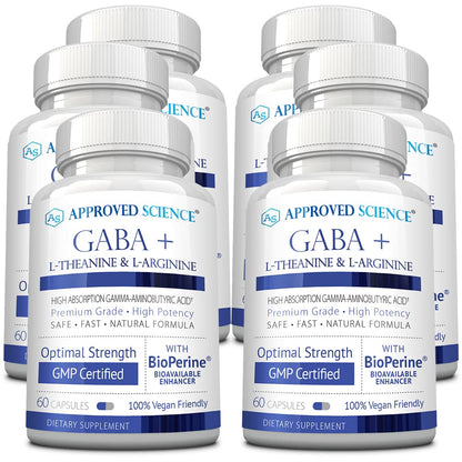 Approved Science GABA+ | Calm, Sleep & Mood Support | 600mg GABA + L-Theanine | 360 Vegan Capsules