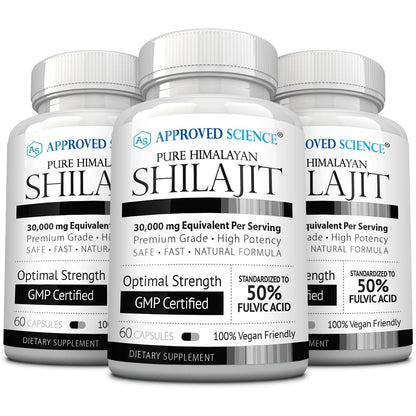 Approved Science Himalayan Shilajit - 50% Fulvic Acid, 30:1 Extract, 180 Vegan Capsules