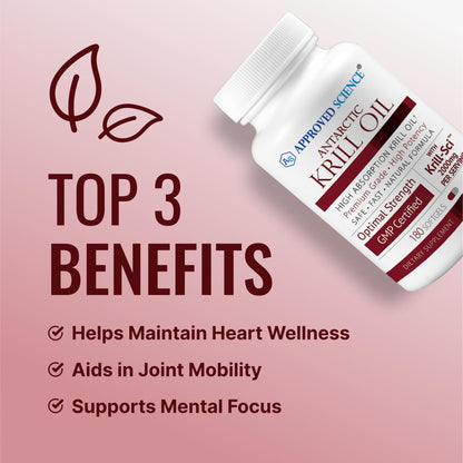 Approved Science Krill Oil - 2000mg Antarctic Krill Oil, 650mcg Astaxanthin, 260mg EPA, 160mg DHA - 180 Softgels