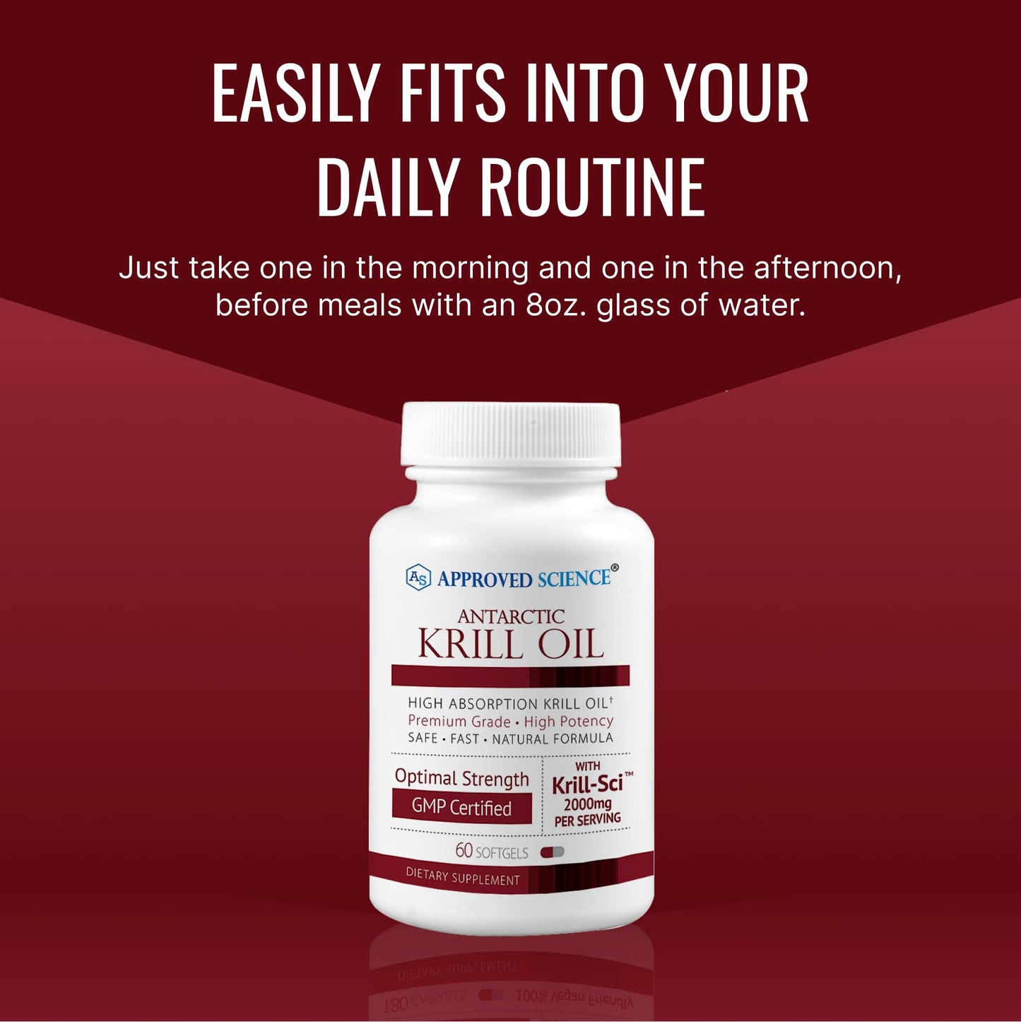Approved Science Krill Oil 2000mg - 60 Softgels | EPA 260mg, DHA 160mg, Astaxanthin 650mcg