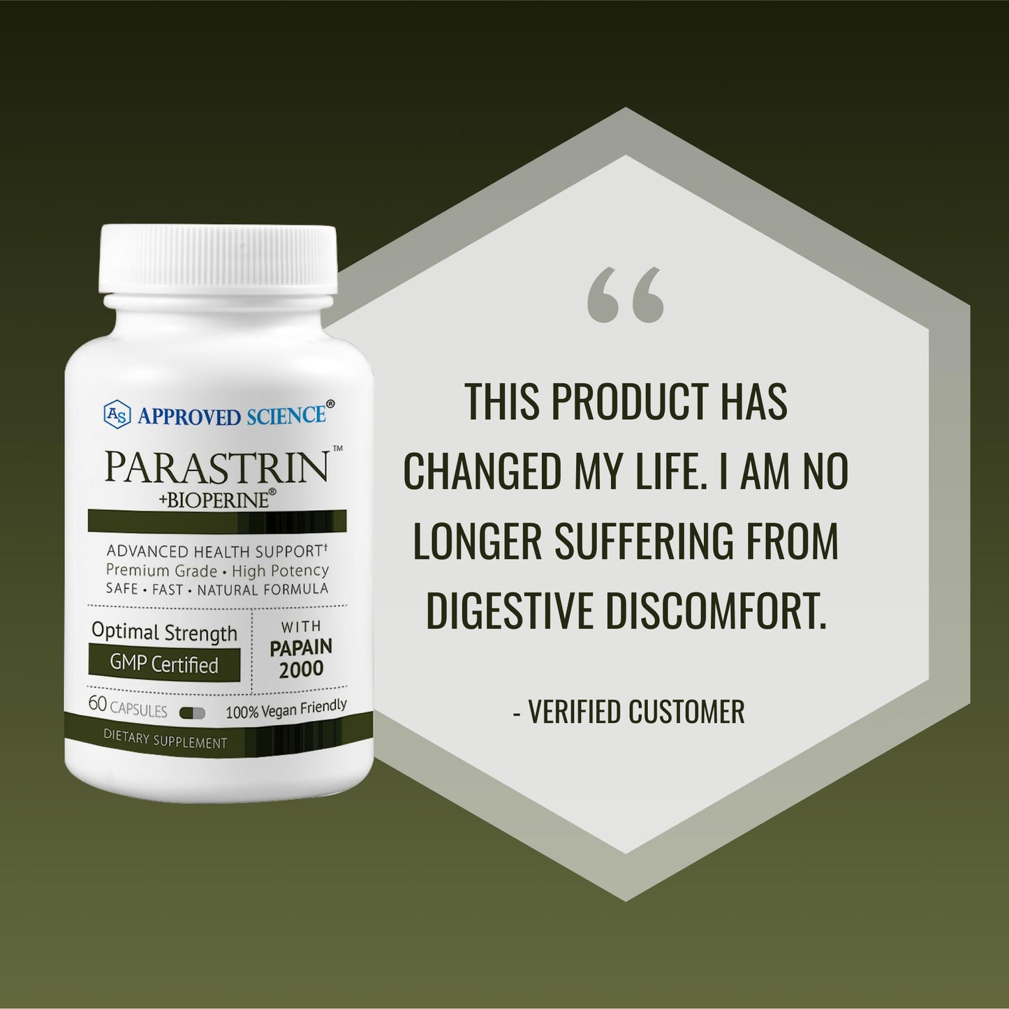 Approved Science Parastrin – 60 Vegan Capsules with Black Walnut, Garlic, Papain 2000 & BioPerine