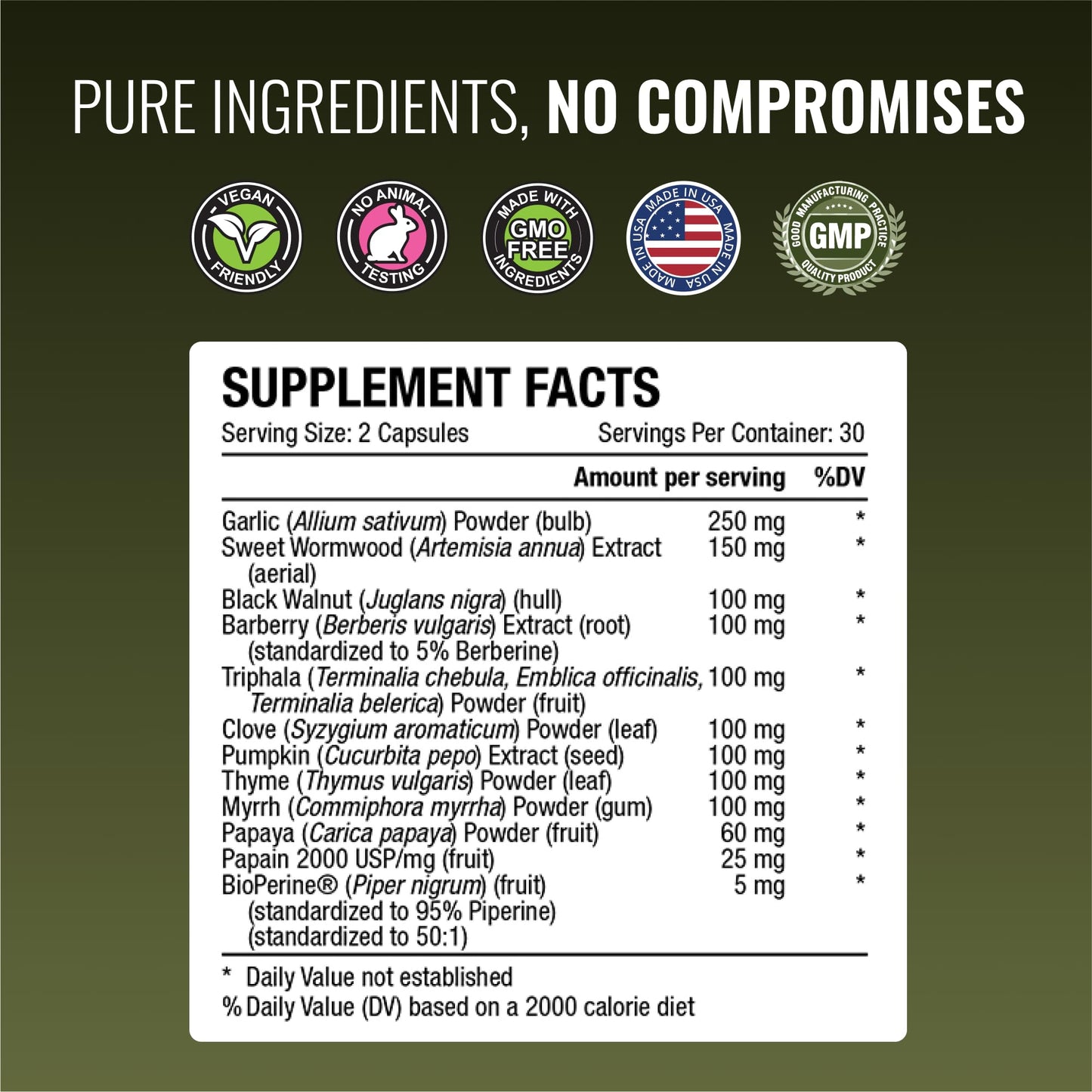 Approved Science Parastrin – 60 Vegan Capsules with Black Walnut, Garlic, Papain 2000 & BioPerine