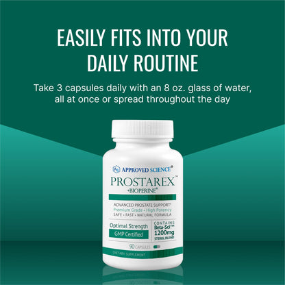 Approved Science Prostarex — Prostate Support Supplement with Saw Palmetto & Beta-Sitosterol | 90 Capsules