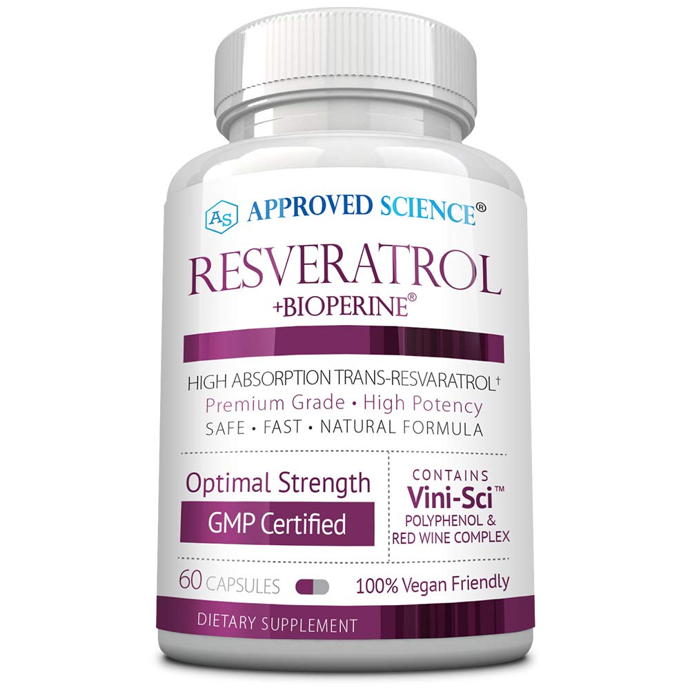 Approved Science® Resveratrol 1000 mg Trans-Resveratrol | 60 Vegan Capsules | Bioperine® | 98% Purity