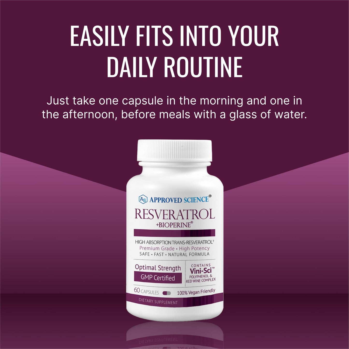 Approved Science® Resveratrol 1000 mg Trans-Resveratrol | 60 Vegan Capsules | Bioperine® | 98% Purity