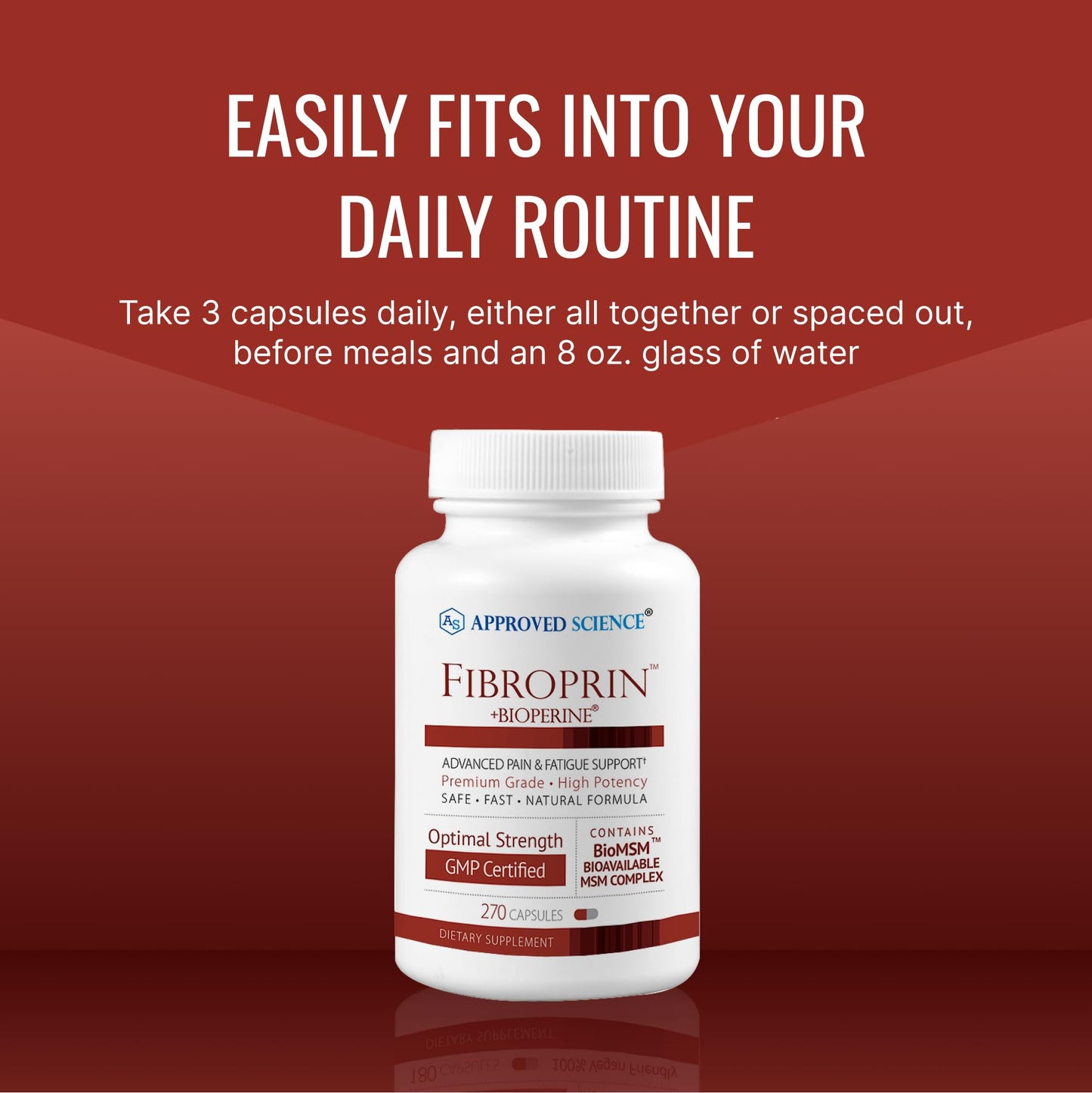Approved Science Fibroprin - Ease Nerve and Muscle Aches - Improve Mobility - 540 Capsules - 6 Month Supply - Made in The USA