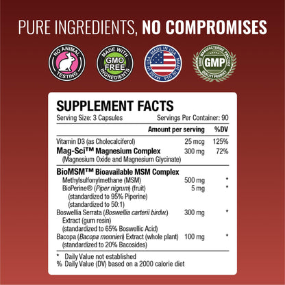 Approved Science Fibroprin - Ease Nerve and Muscle Aches - Improve Mobility - 540 Capsules - 6 Month Supply - Made in The USA