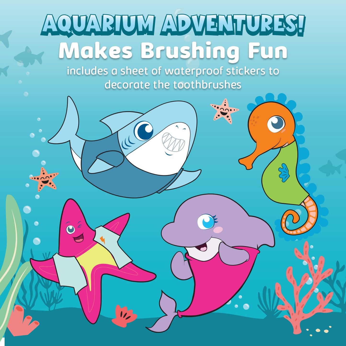 Aquasonic Kids Electric Toothbrush Set – Ages 3+ | Soft Bristles, Oscillating Brush Head, Built-in Battery | Aquarium Adventures