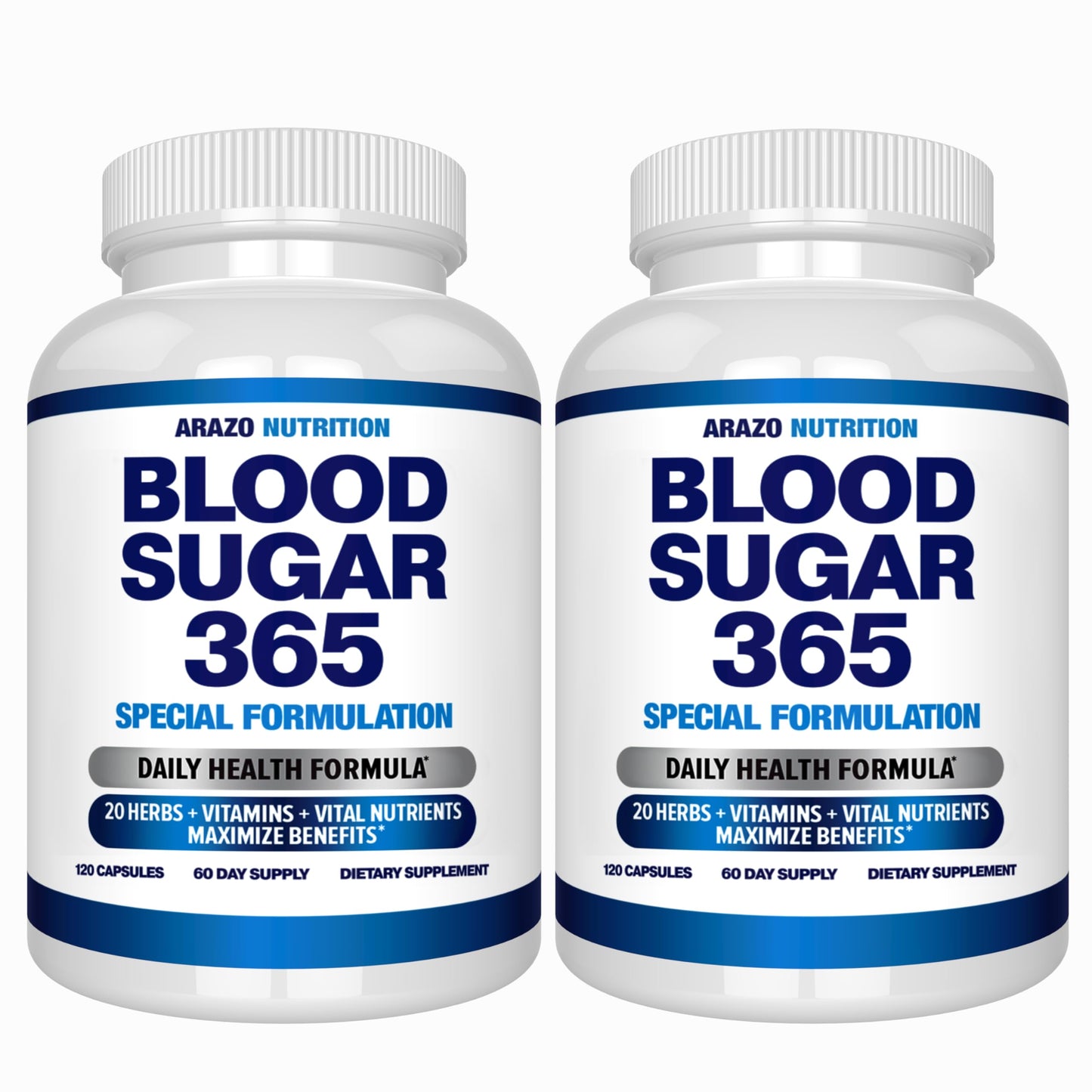 Arazo Nutrition Blood Sugar 365 – 120 Herbal Pills, 60 Day Supply (Pack of 2) – Supports Healthy Energy Levels