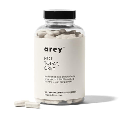 Arey Not Today Grey Daily Hair Supplement for Women & Men | Slows Grey Hair Growth & Repigment in 3–6 Months | Healthier, Thicker Hair | Biotin, B + D Vitamins | Vegan & Gluten Free (3 Month)