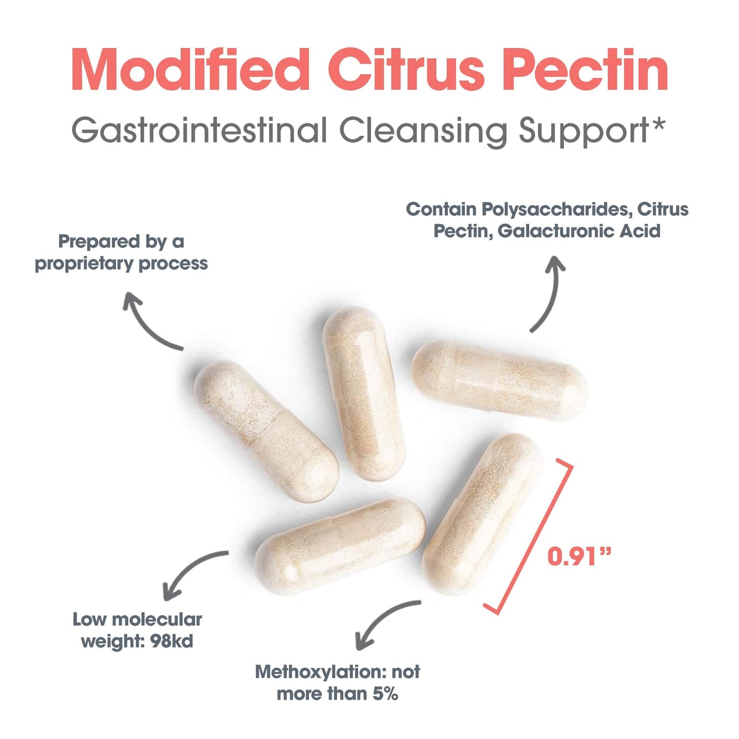 Allergy Research Group Modified Citrus Pectin - 120 Vegetarian Capsules | Natural Detox & Digestive Support