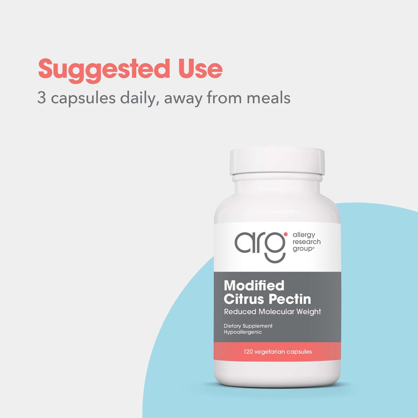 Allergy Research Group Modified Citrus Pectin - 120 Vegetarian Capsules | Natural Detox & Digestive Support