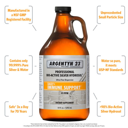 Argentyn 23 Professional Immune Support – Bio-Active Silver Hydrosol, 23 ppm, 64 fl oz