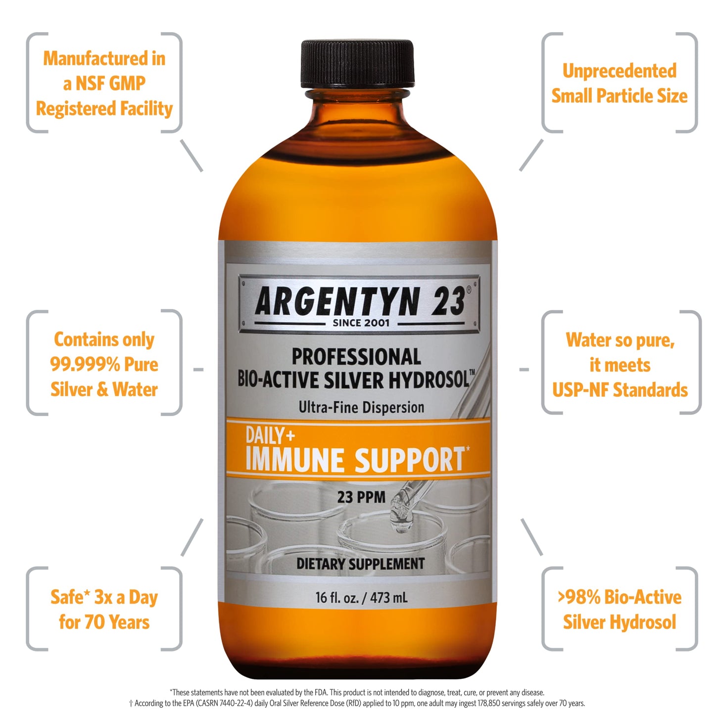 Argentyn 23 Professional Immune Support – Bio-Active Silver Hydrosol, 23 ppm, 16 fl oz