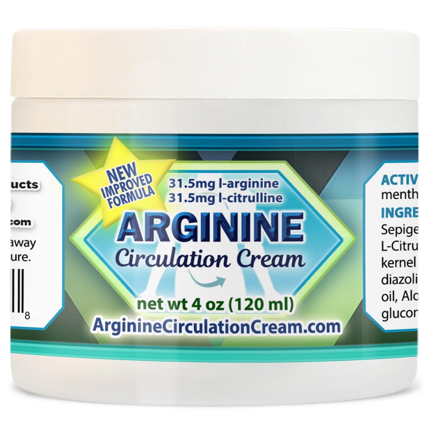 Arginine Circulation Cream 4 oz - Menthol, L Arginine & L Citrulline Lotion | Supports Healthy Leg & Body Blood Flow